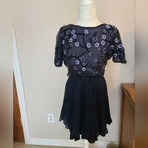 Free People Harvest Frost dress, size 0, y2k, vintage, silk, beaded, open back